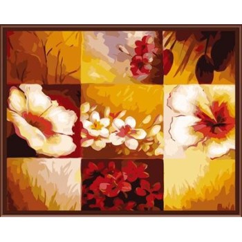 Abstract wooden frame painting by numbers ,new flower design art set factory price GX6225