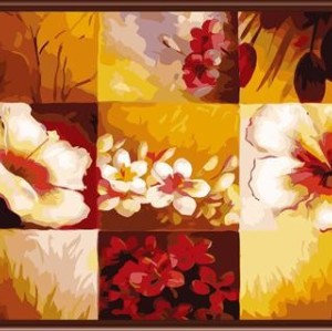 Abstract wooden frame painting by numbers ,new flower design art set factory price GX6225