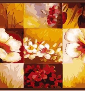 Abstract wooden frame painting by numbers ,new flower design art set factory price GX6225