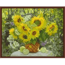 Girasol diy por los números de mejor fábrica de pintura al óleo en China GX6289