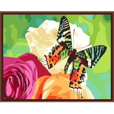 Pintura al óleo imagen de la flor, Flor abstracta pintura de la mariposa por números GX6336