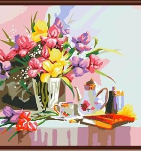 Aceite abstracto de las flores pintura, Acrílico pintura de la flor por números, Gx6352