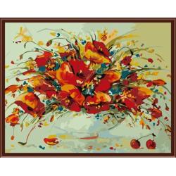Foto de la flor de la pintura sobre lienzo de pintura al óleo por los números, lienzo de pintura al óleo gx6361