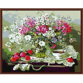 Lona pintura al óleo bodegones flor y fruta pintura al óleo del diseño por números GX6438