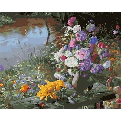 handmaded pintura al óleo por números abstractos diseño de la flor paintng sobre lienzo gx6575