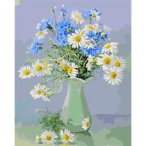 still life flower with vase canvs oil paint by number GX6670