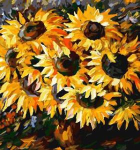 digital oil painting astract painting by numbers with sunflower picture 2015 new design GX6751