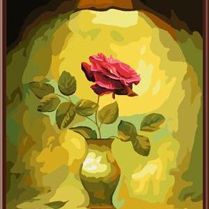 GX6817 paint by number 2015 canvas oil painting with rose flower and vase picture