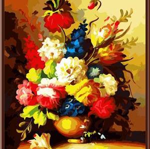 still life flower design oil painting by numbers GX6805 paint by number 2015