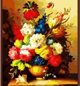 still life flower design oil painting by numbers GX6805 paint by number 2015