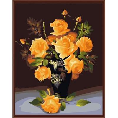 diy acryl Ölbild auf leinwand gelbe rose blume mit vase foto stilllebenmalerei gx6392