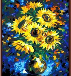 Girasol abstracto con florero pintado a mano pintura al óleo sobre lienzo de pintura por número GX6416 al por mayor arte proveedores yiwu