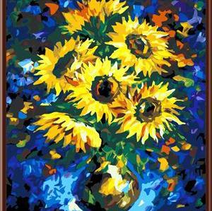 abstract sunflower with vase handpainted oil painting on canvas painting by number GX6416 wholesales art suppliers yiwu