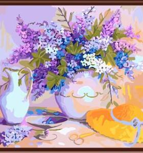 GX6813 paint by number 2015 canvas oil painting with flower and vase picture
