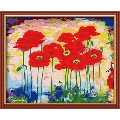 red flower picture oil painting by numbers home decor living room oil paintings