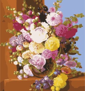 Lienzo arte de la pared de diy pintura al óleo by números con imagen de la flor de la decoración del hogar GX7219