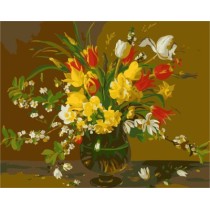 wooden frame wall decoration diy painting by bumbers kit with flower picture GX7226