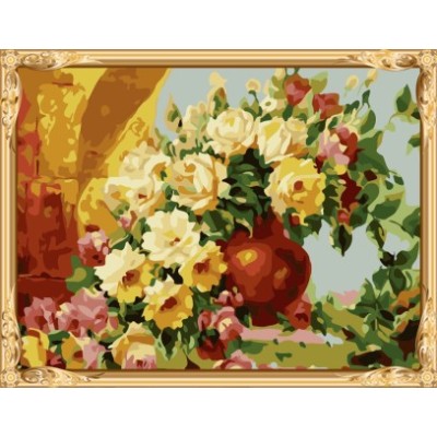 GX7265 yiwu wholesales hot flower oil painting by numbers for living room decor