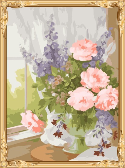 GX7284 acrylic canvas flower oil paint by numbers wiith wooden frame