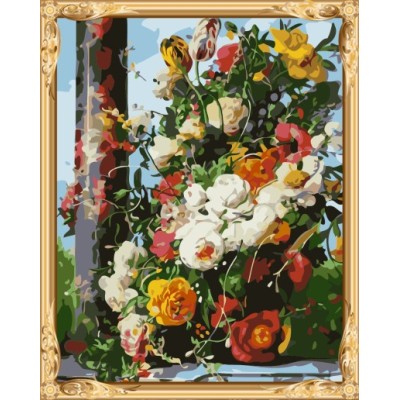 2015 new hot flower oil painting by numbers for home decor GX7303