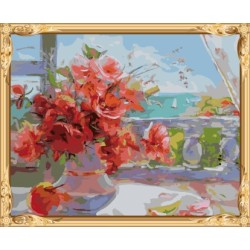 Gx7341acrylic conjunto de pintura para adultos bricolaje pintura al óleo by números con caliente foto de la flor