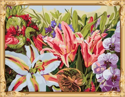 GX7283 flower photo abstract paint by numbers with wooden frame