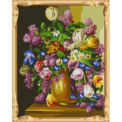 GX7392 yiwu factory wholesales flower oil paint by numbers for home decor