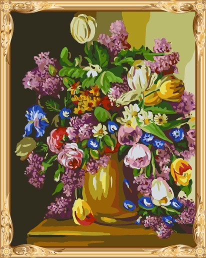 GX7392 yiwu factory wholesales flower oil paint by numbers for home decor