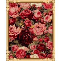 Diy arte de la pared pintura aumentaron por flores números GX7524
