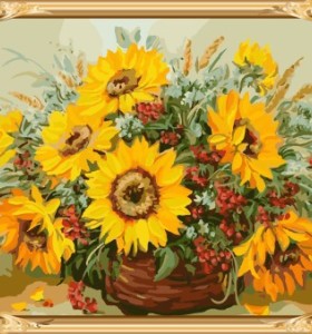 sunflower diy digital oil painting for home decor GX7536
