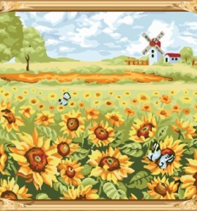 Gx7458 malen junge marke naturel Landschaft sonnenblumen Ölbild nach zahlen-sets