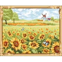 GX7458 paint boy brand naturel landscape sunflower oil painting by numbers kits