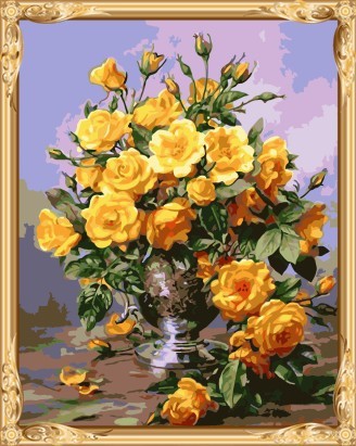yiwu wholesales wall art paint by number flowers canvas oil painting GX7530