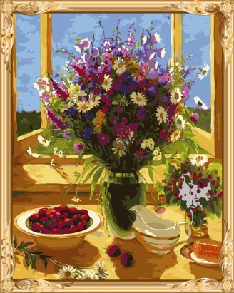 handmaded picture by numbers still life canvas flower oil painting GX7470