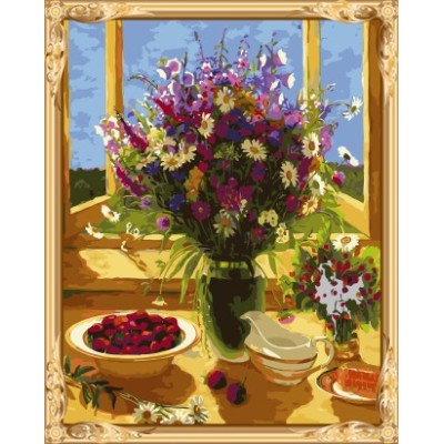 handmaded picture by numbers still life canvas flower oil painting GX7470