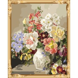 Caliente foto de la flor en florero enmarcado lona de la pintura con números para ventas al por mayor GX7578