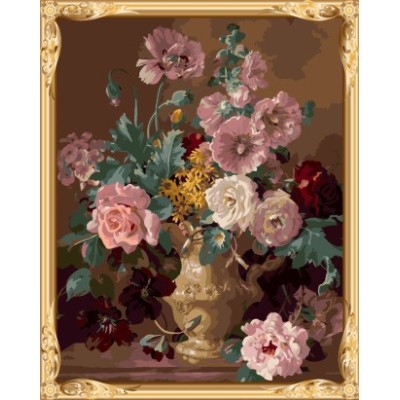 flower in vase framed canvas oil painting with numbers for wholesales GX7577
