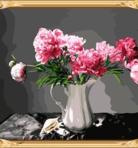 flower in vase framed canvas oil painting with numbers for home decor GX7576