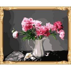 Flor en florero enmarcado lona de la pintura con números para la decoración casera GX7576
