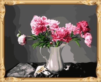 flower in vase framed canvas oil painting with numbers for home decor GX7576