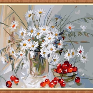 arts crafts daisy cherry oil painting by numbers for home decor GX7840