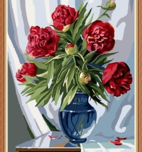 Artes artesanía flor en florero pintura al óleo digital para la decoración casera GX7839