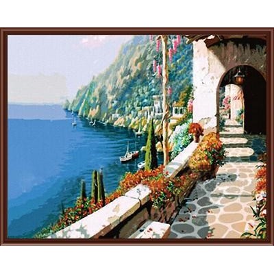 SGS CE yiwu manufactor hand painted DIY digital oil painting by numbers,seascape painting GX6018