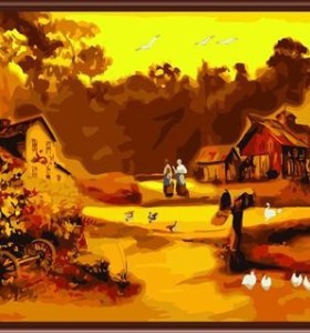 Wholesale SGS CE DIY digital 40*50 Landscape Framed Oil Painting on canvas GX6245