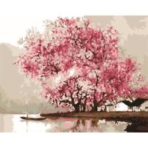 New design DIY digital 40*50 sakura Landscape Framed Oil Painting by umbe on canvas
