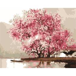Neues design diy digitale 40*50 sakura Landschaft gerahmte Ölgemälde von umbe auf leinwand