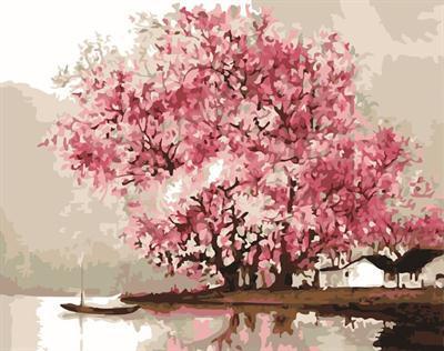 New design DIY digital 40*50 sakura Landscape Framed Oil Painting by umbe on canvas