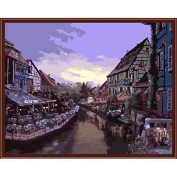 city landscape picture painting on canvas oil painting by numbers ,canvas oil painting GX6369