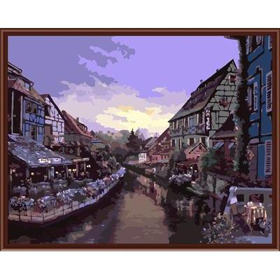 Paisaje de la ciudad de la imagen de la pintura sobre lienzo de pintura al óleo por los números, lienzo de pintura al óleo gx6369