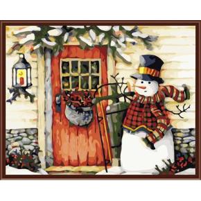 Pintura al óleo by números pintado a mano ventas al por mayor 2015 hogar y naturaleza muerta muñeco de nieve diseño pintura GX6489